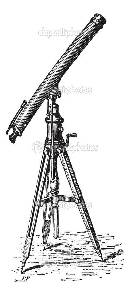 Spotting telescope, vintage engraving.