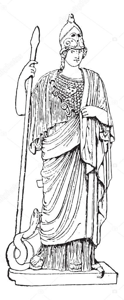 Minerva, vintage engraving