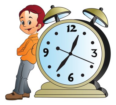 dev bir çalar saat resimde yaslanan adam