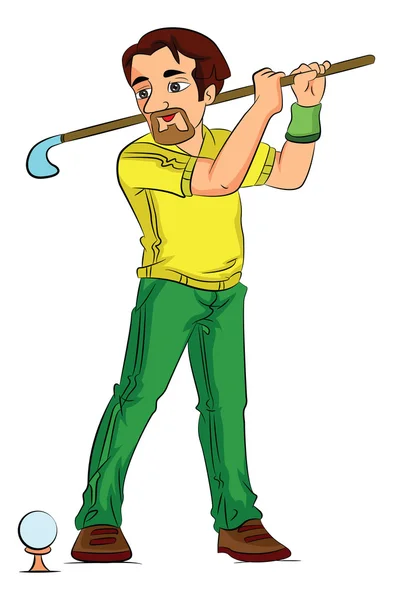 Mann spielt Golf, Illustration — Stockvektor