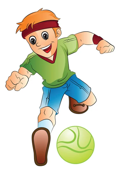 Boy Playing Soccer, illustration — Stock Vector