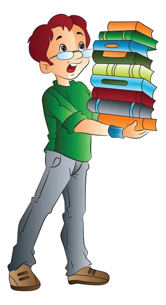 Homme portant des livres, illustration — Image vectorielle