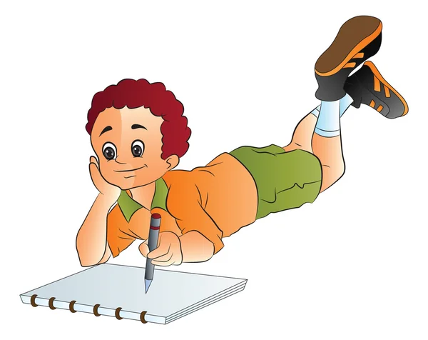 Pojke på ett skissblock, illustration — Stock vektor