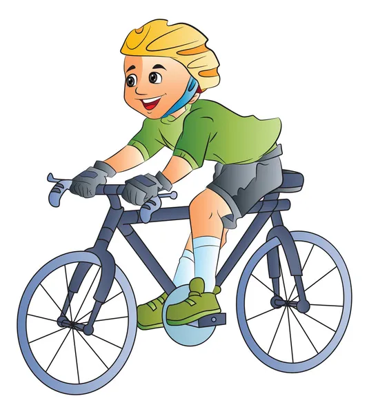 Niño montando una bicicleta, ilustración — Vector de stock