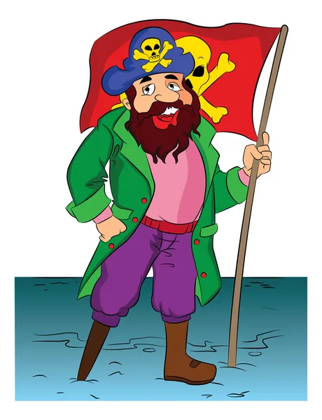 Pirate tenant un drapeau, illustration — Image vectorielle