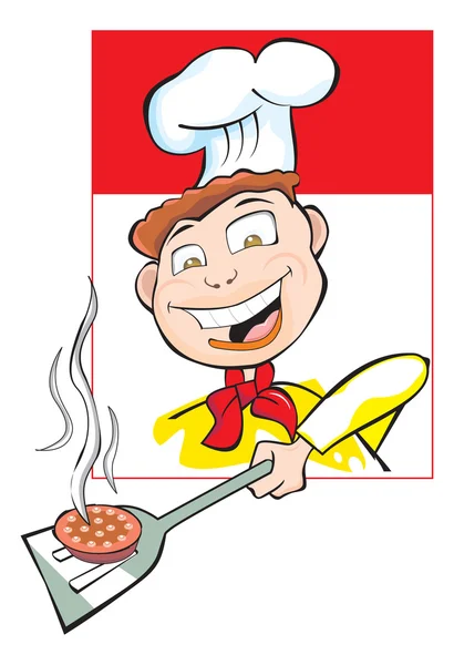 Vaření hamburger patty, ilustrace — Stockový vektor
