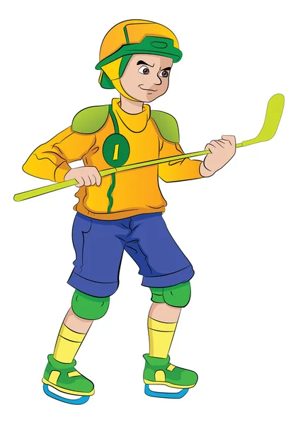 Man Playing Hockey, illustration — Stock Vector