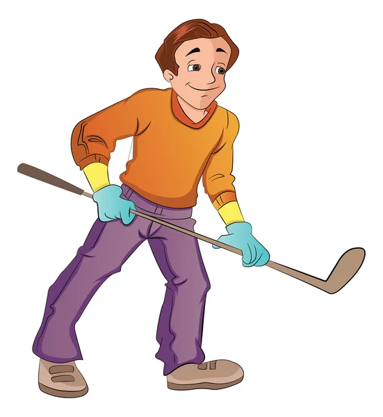 Homme jouant au hockey, illustration — Image vectorielle