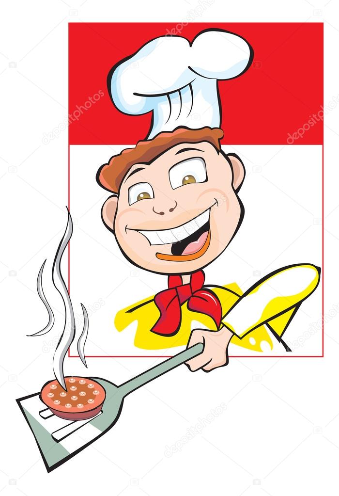 Cooking a Burger Patty, illustration