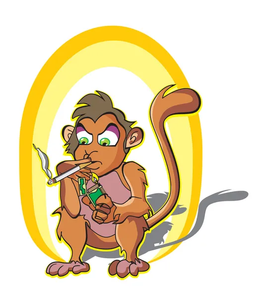 Monkey rökning, illustration — Stock vektor