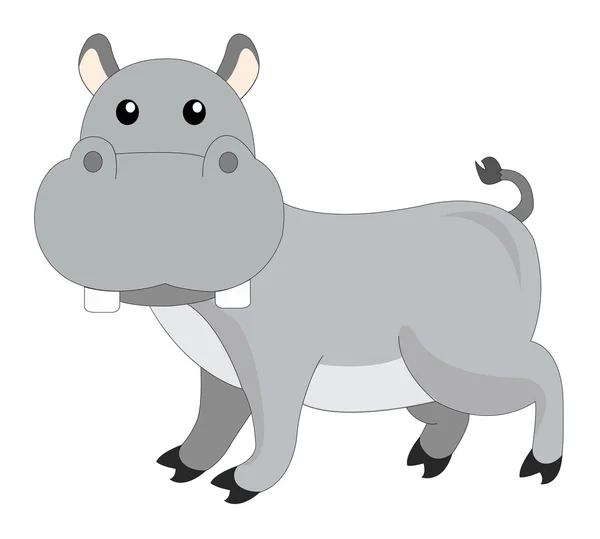 Hipopótamo gris lindo, ilustración — Vector de stock
