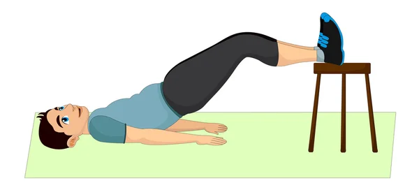 Exercising, man doing lifting, illustration — Stock Vector