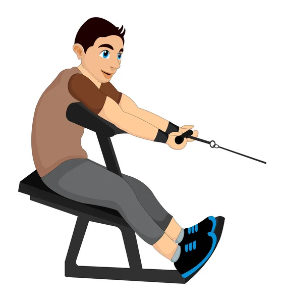 Exercising, man pulling weights, illustration — Stock Vector