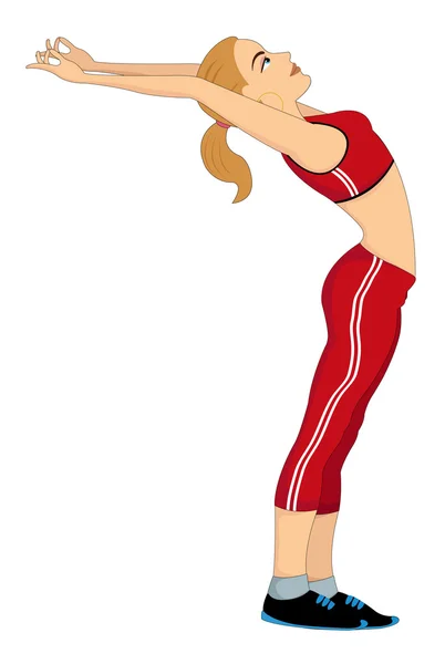 Übung, Frau macht Stretching, Illustration — Stockvektor