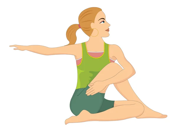 Übung, Frau macht Stretching, Illustration — Stockvektor
