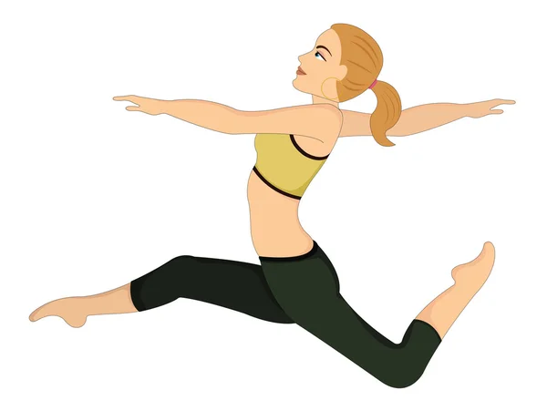 Exercício, mulher fazendo saltos de dança, ilustração —  Vetores de Stock