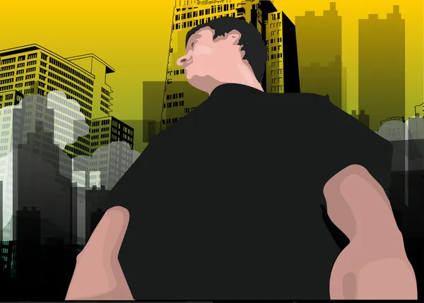 Mannen i staden, illustration — Stock vektor