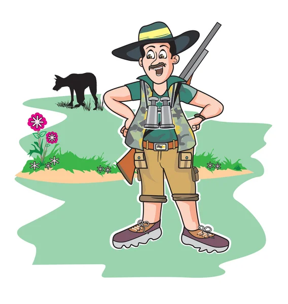 Safari hunter, ilustrace — Stockový vektor