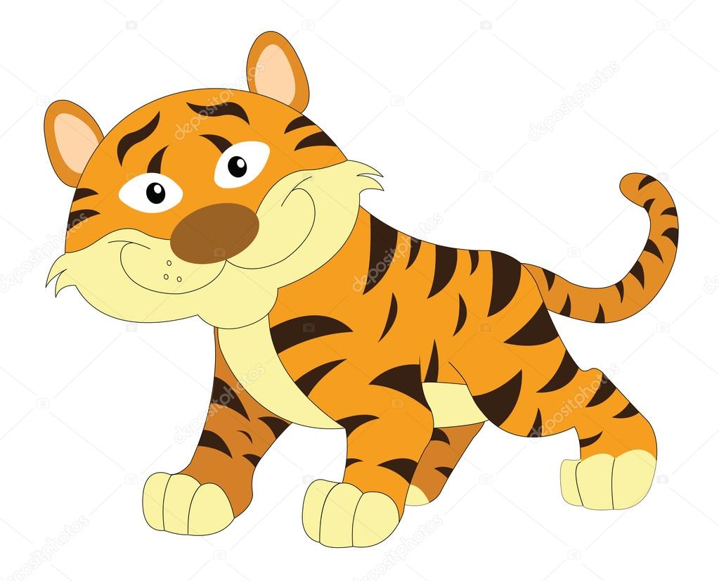 Cute orange and brown tiger, illustration