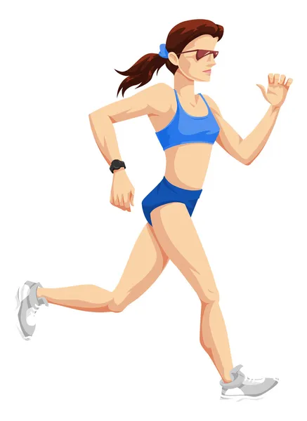 Kadın, koşma, renkli çizimi — Stok Vektör