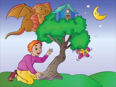 çocuğun hayal illüstrasyon