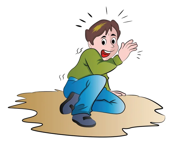 Vyděšený chlapec, ilustrace — Stockový vektor