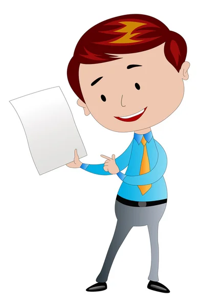 Empresário Segurando um pedaço de papel, ilustração — Vetor de Stock