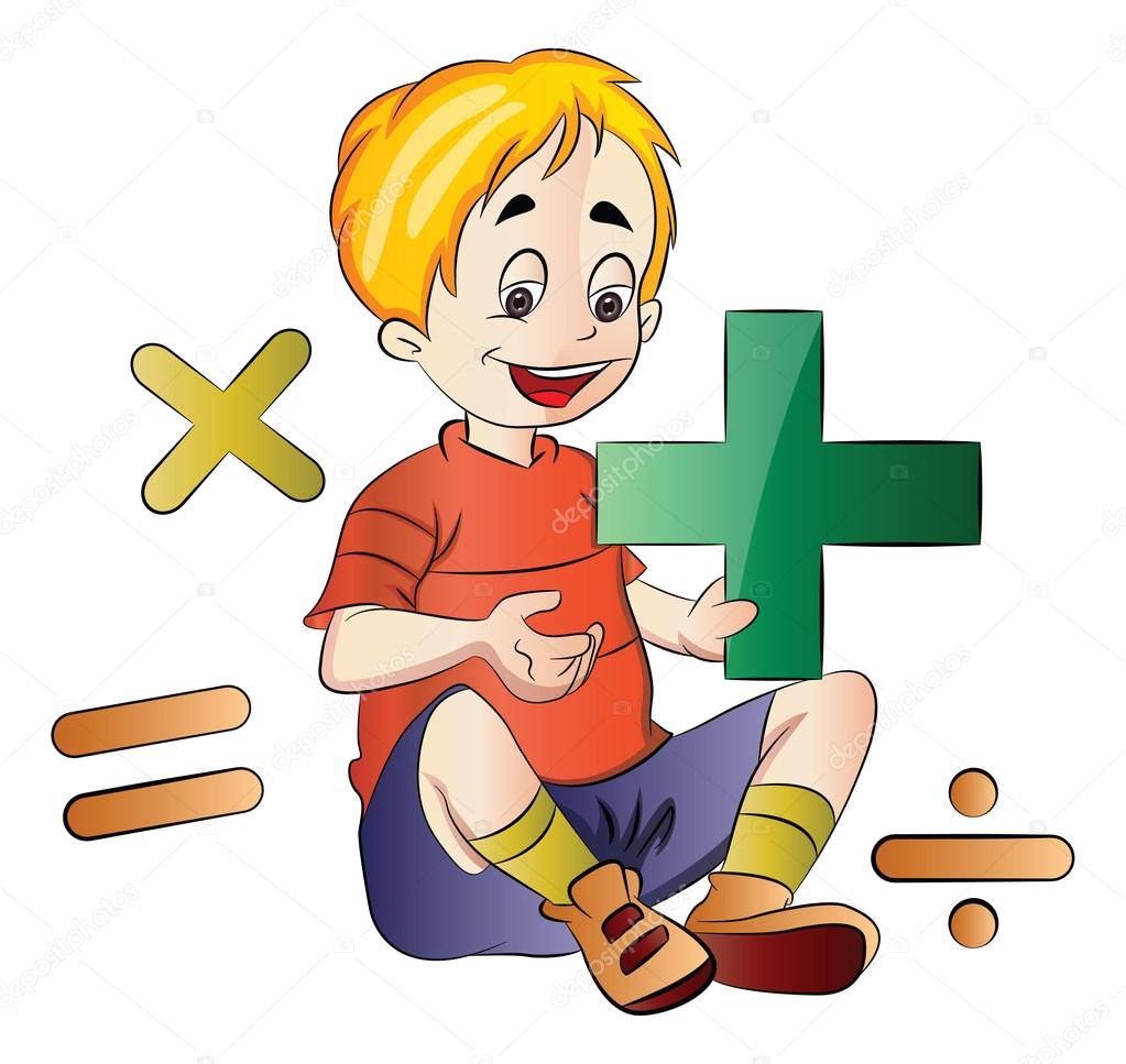 Boy Learning Math, illustration