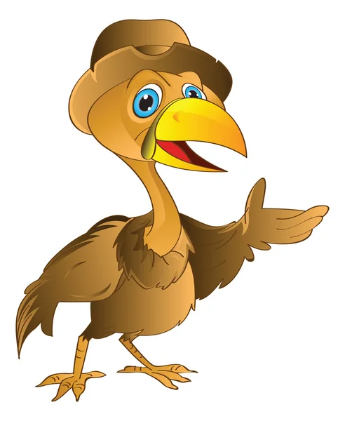 Pájaro dorado con sombrero, ilustración — Vector de stock