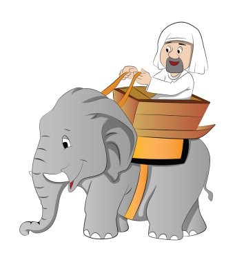 Elephant Ride, illustration clipart
