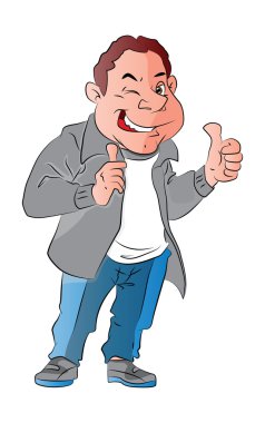 mutlu bir adamın jest Yaşasın vererek vektör.