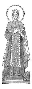 Statue of Saint Agnes, vintage engraving clipart