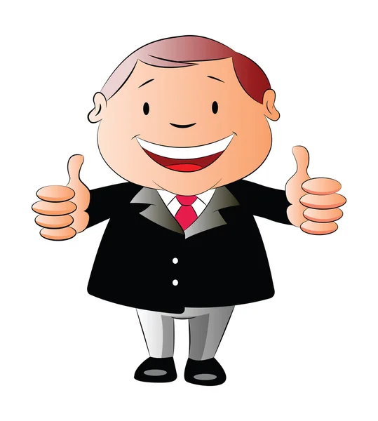 Homme d'affaires avec deux pouces levés, illustration — Image vectorielle