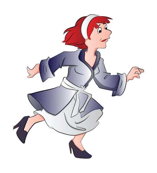 Žena na sobě župan, běh, ilustrace — Stockový vektor