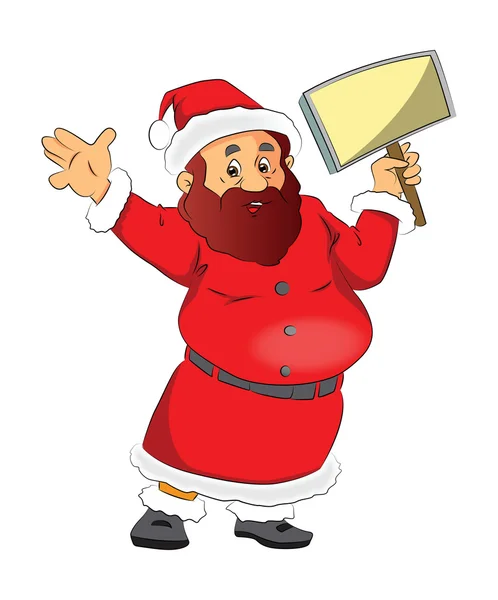 Vector of Santa claus holding a small signboard. — Stock Vector