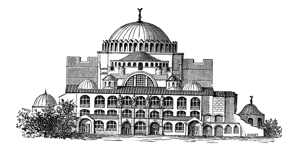 Hagia Sophia în Istanbul, Turcia, gravură vintage — Vector de stoc