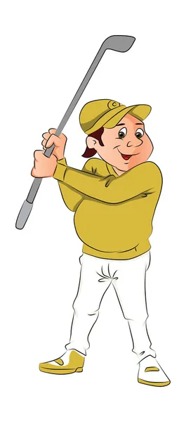 男高尔夫球手拿着棍子的矢量肖像 — 图库矢量图片