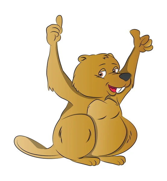 Beaver with Two Thumbs Up, illustration — Stock Vector