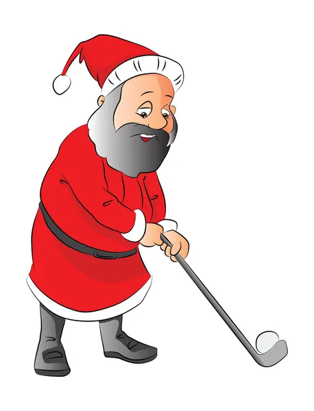 Wektor człowieka, grając w golfa w stroju Świętego Mikołaja. — Wektor stockowy