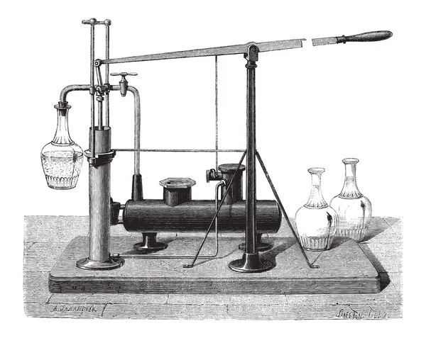 Dispositivo para rellenar botellas, grabado vintage — Archivo Imágenes Vectoriales