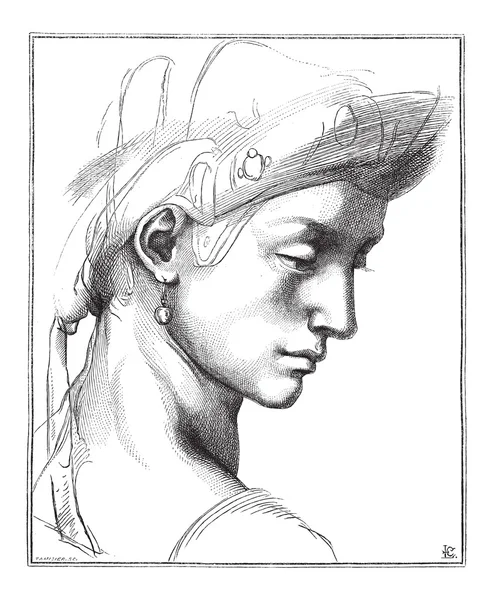 頭の漫画によってマイケランジェロは、ヴィンテージの彫刻 — ストックベクタ