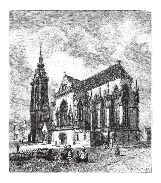 St. Martin 's Church, alte Gravur — Stockvektor