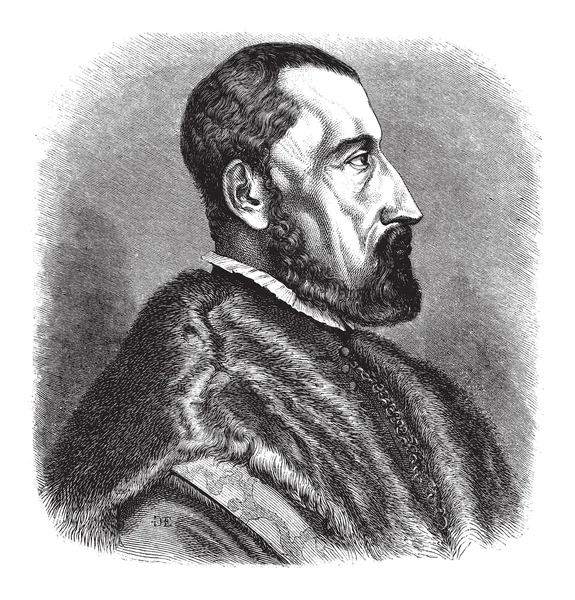 Ogier ghiselin de busbecq，复古雕刻 — 图库矢量图片