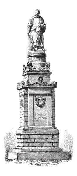 Monumento de Alessandro Volta, gravura vintage — Vetor de Stock