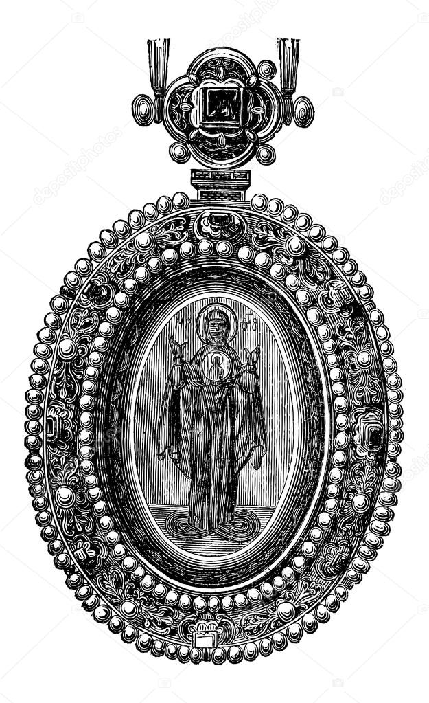 Byzantine Jewel, vintage engraving