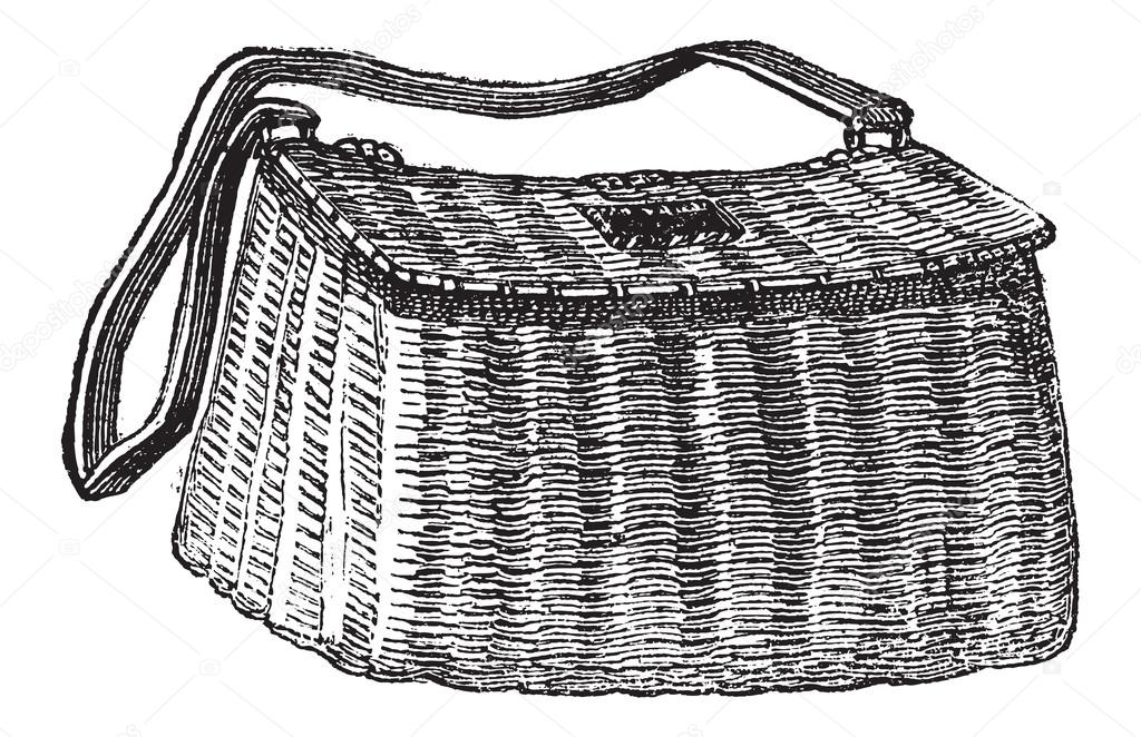 Fisherman's Basket, vintage engraving