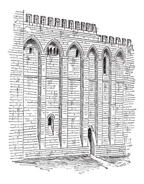 Papalık Sarayı, Avignon, Fransa, antika gravür