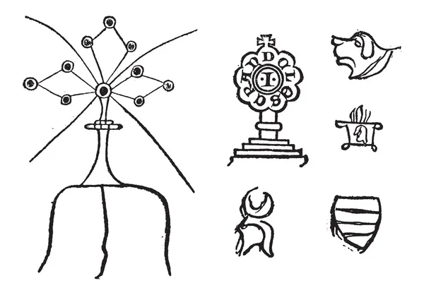 タイムスタンプ署名、ヴィンテージの彫刻 — ストックベクタ