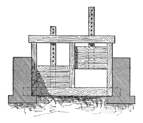 Valve de porte en bois, gravure vintage — Image vectorielle