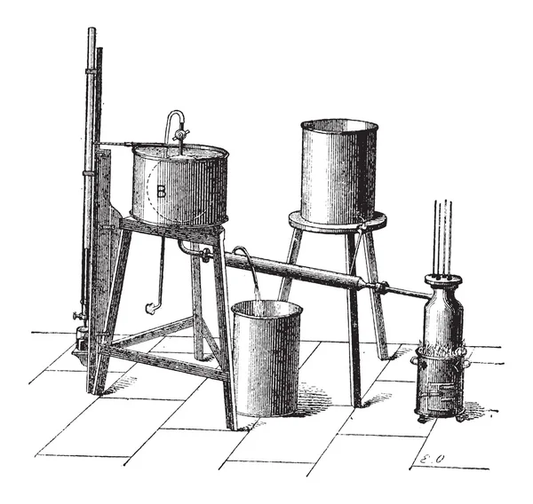 Configuration expérimentale pour mesurer la force élastique maximale de la vapeur — Image vectorielle